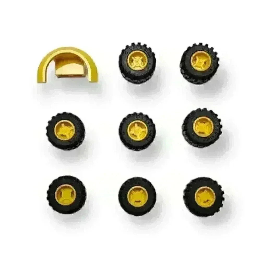 Lego Wheels / Tires 6014b 6015 6014bc04 87697 21mm D. x 12mm Yellow (Lot of 8)
